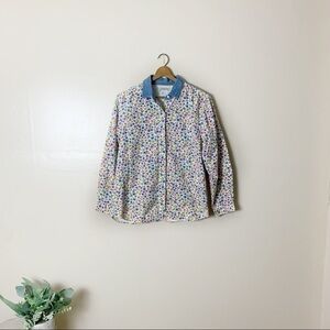 Cottagecore Floral Print Long Sleeve Button Down Shirt